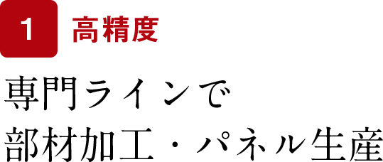 専用ラインで部材加工・パネル生産